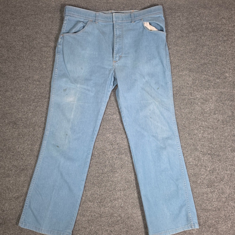 Vintage‎ Wrangler 85498LB Light Wash Straight Leg Jeans Mens 40x30 USA Made Blue
